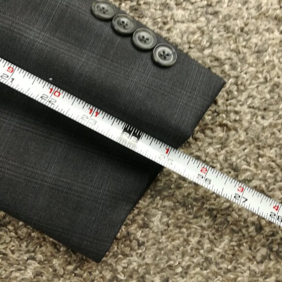 Bespoke J Hilburn Suit 40R Wool Windowpane Plaid Gray 32x31 - Picture 12 of 16